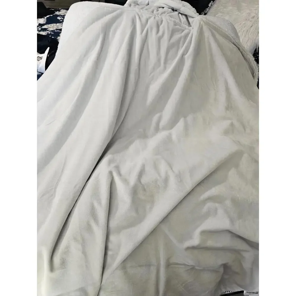 New Pillowfort Knight Hooded Blanket Gray medieval Theme Built In Mittens 40x50
